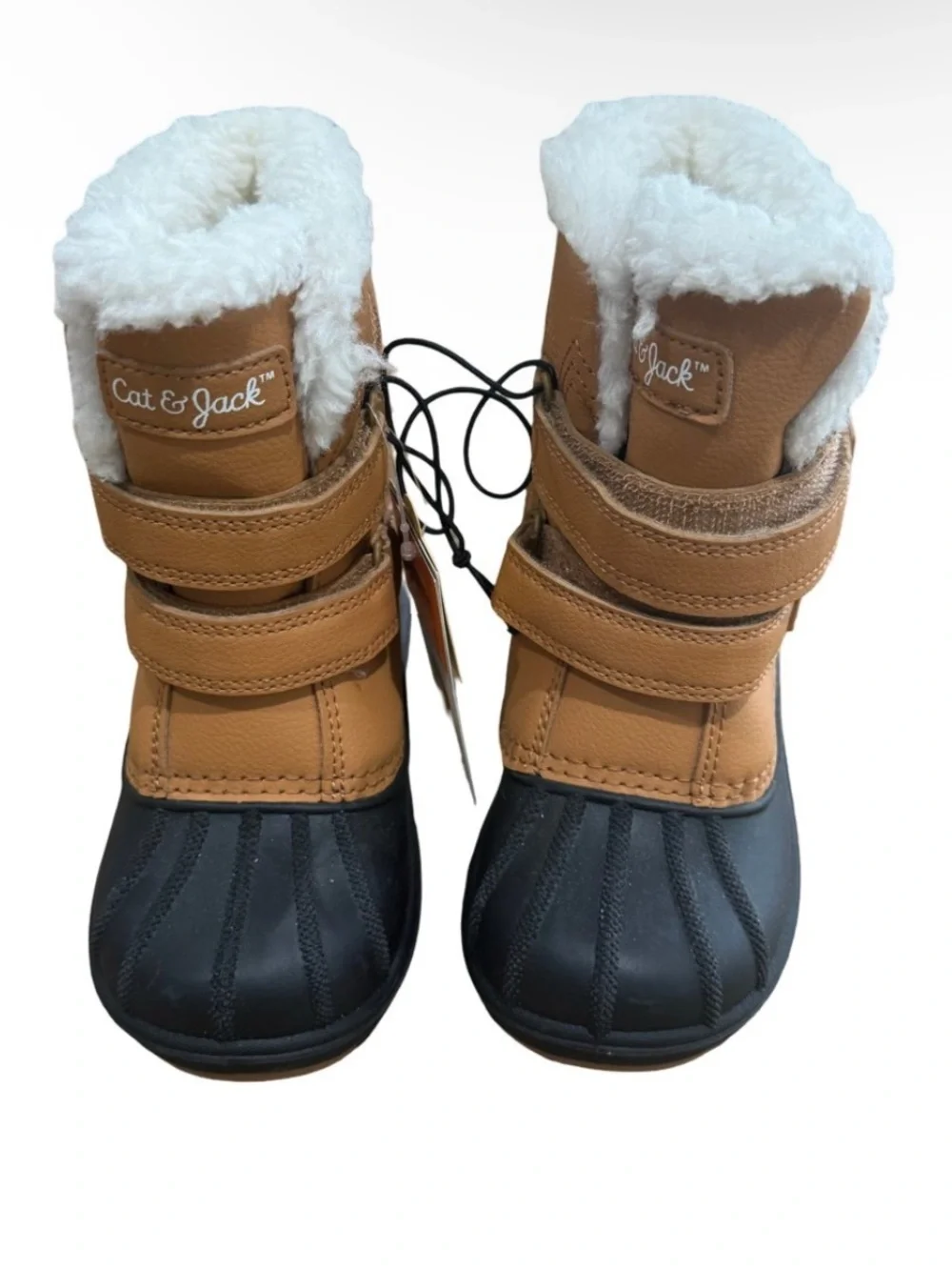Bundle to Save! Kids Boys Waterproof Winter Boots with Faux Fur - Tan and Black